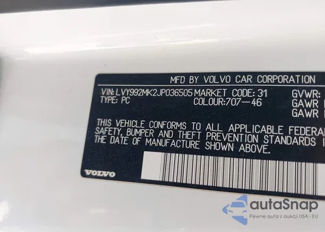2018 Volvo S90 T6 Momentum from USA, damaged, VIN LVY992MK2JP036505